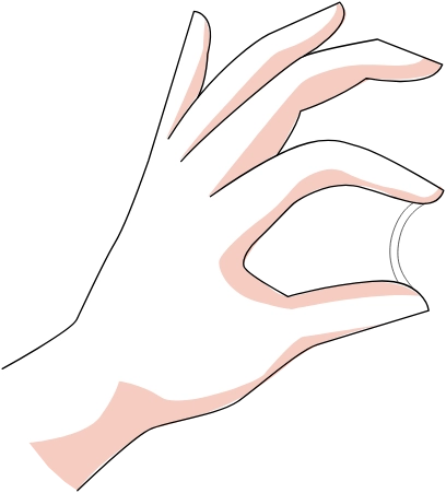 Imagen del tamaño de un implante en relación con la mano de una persona